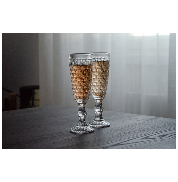 Бокалы для шампанского 150 мл 4 шт голубые  WD Lifestyle &quot;Dubai&quot; (подарочная упаковка)  / 340904