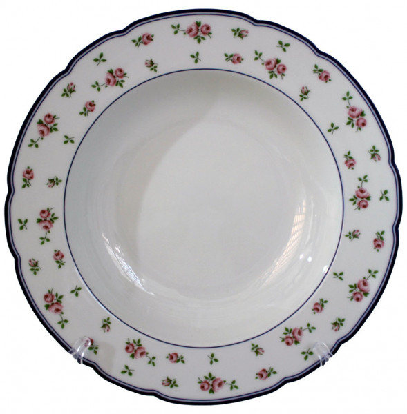 Набор тарелок 23 см 6 шт глубокие  Thun &quot;Роза /Мелкие цветы /синяя отводка&quot; / 244088
