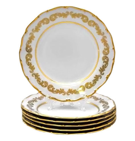 Набор тарелок 17 см 6 шт  Bohemia Porcelan Moritz Zdekauer 1810 s.r.o. &quot;Анжелика /Золотые вензеля&quot; / 027576