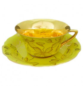 Чайная пара 100 мл  Leander "Виндзор /Золотые цветы /жёлтая" / 158711