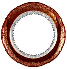 Набор тарелок 24 см 6 шт  МаМ декор "Фредерика /Золотые листики на красном" / 006511