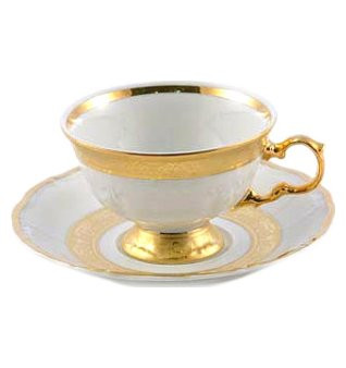 Набор чайных пар 6 шт  Royal Czech Porcelain &quot;Мария-Луиза /Золотая лента&quot; / 204714