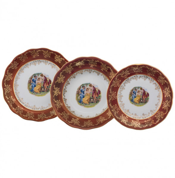 Набор тарелок 18 предметов (19, 23, 25 см)  Royal Czech Porcelain &quot;Аляска /Мадонна красная&quot; / 204739