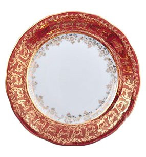 Тарелка 19 см 1 шт  Royal Czech Porcelain &quot;Фредерика /Красная /Золотые листики&quot; / 204775