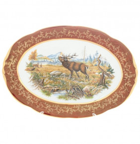 Блюдо 33 см овальное  Sterne porcelan "Фредерика /Охота красная" / 128800