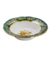 Набор тарелок 23 см 6 шт глубокие  Royal Czech Porcelain "Фредерика /Золотая роза /Зеленая" / 203880