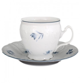 Набор чайных пар 240 мл 6 шт высокие н/н  Thun "Бернадотт /Синий цветок" / 027024
