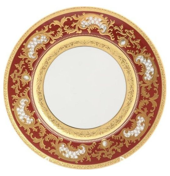 Набор тарелок 28,5 см 6 шт  Falkenporzellan &quot;Констанц /Алена золото 3D&quot; красные / 152004