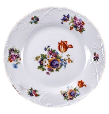 Набор тарелок 21 см 6 шт  Bohemia Porcelan Moritz Zdekauer 1810 s.r.o. &quot;Лиана /Весенний букет /отводка золото&quot; / 049486