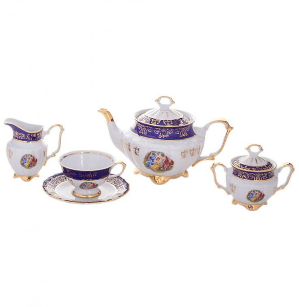 Чайный сервиз на 6 персон 15 предметов  Bavarian Porcelain &quot;Мария-Тереза /Мадонна кобальт&quot; / 087888