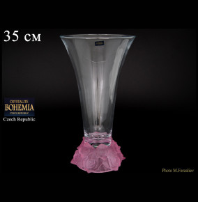 Ваза для цветов 35 см  Crystalite Bohemia "Фрост /розовая" / 006761