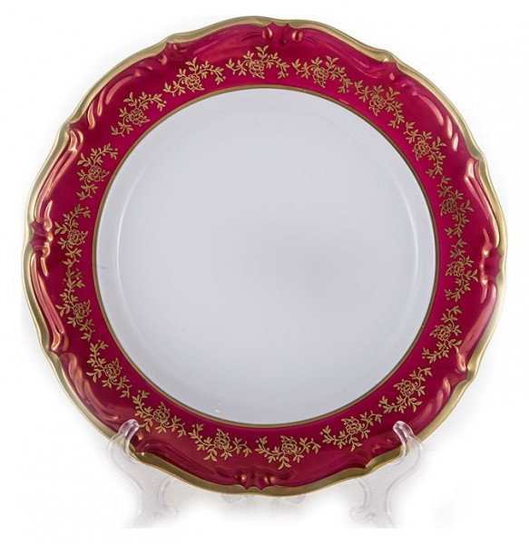Блюдо 32 см круглое  Bavarian Porcelain &quot;Мария-Тереза /Барокко Красный&quot; / 211857