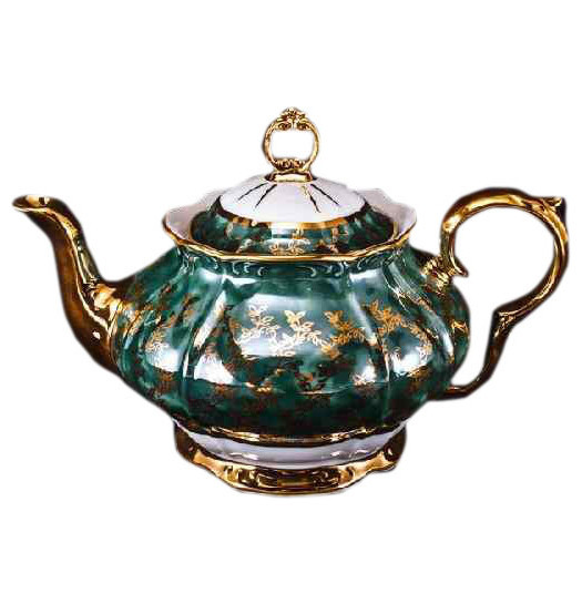 Заварочный чайник 1,2 л  Bohemia Porcelan Moritz Zdekauer 1810 s.r.o. &quot;Магнолия /Зелёная с золотыми листиками&quot; / 054136