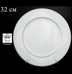 Блюдо 32 см круглое  Bavarian Porcelain "Верона /Голубая волна /платина" / 040449