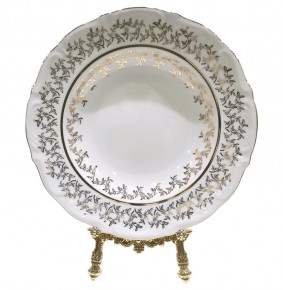 Набор тарелок 23 см 6 шт глубокие  Bavarian Porcelain "Мария-Тереза /Белая /Золотые листики" / 243905