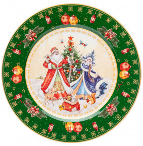 Тарелка 21 см зелёная  LEFARD "С Новым годом! /Дед Мороз и Снегурочка" / 254414