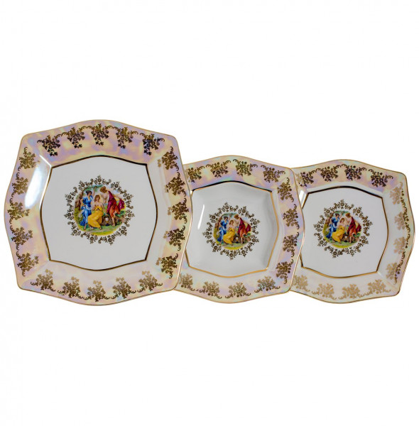 Набор тарелок 18 предметов (21,5, 22,5, 27,7 см)  Royal Czech Porcelain &quot;Львов /Мадонна перламутр&quot; / 203792