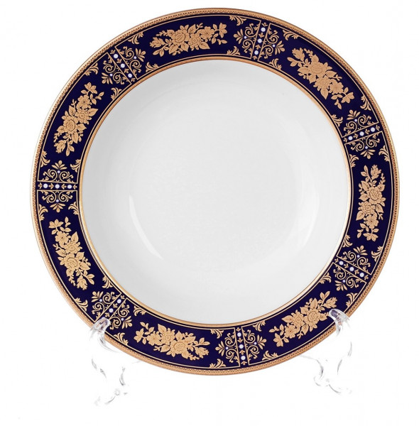 Набор тарелок 23 см 6 шт глубокие  Thun &quot;Луиза /Цветочный узор на синем&quot; / 159260