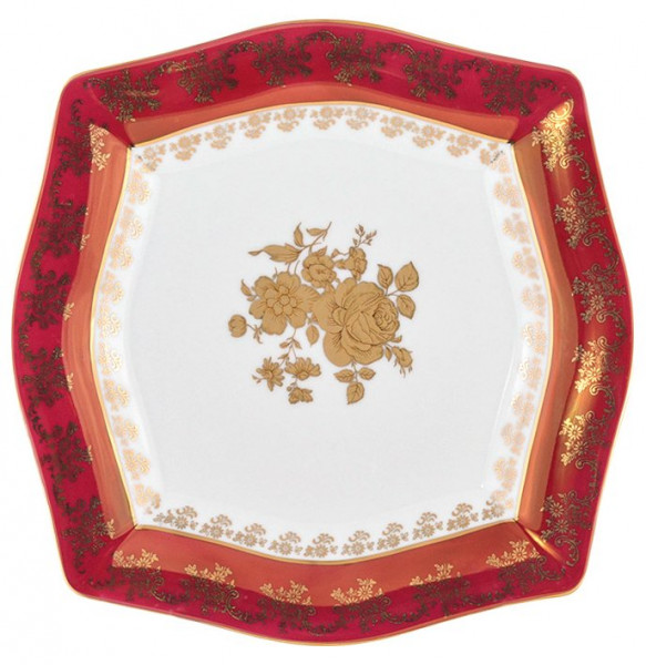 Набор тарелок 27,7 см 6 шт  Royal Czech Porcelain &quot;Львов /Золотая роза /Красная&quot; / 203546