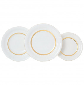 Набор тарелок 18 предметов (19, 23, 25 см)  Leander "Соната /Золотая лента" / 139096